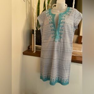 Calypso St. Barth Striped Dress in Blue and White